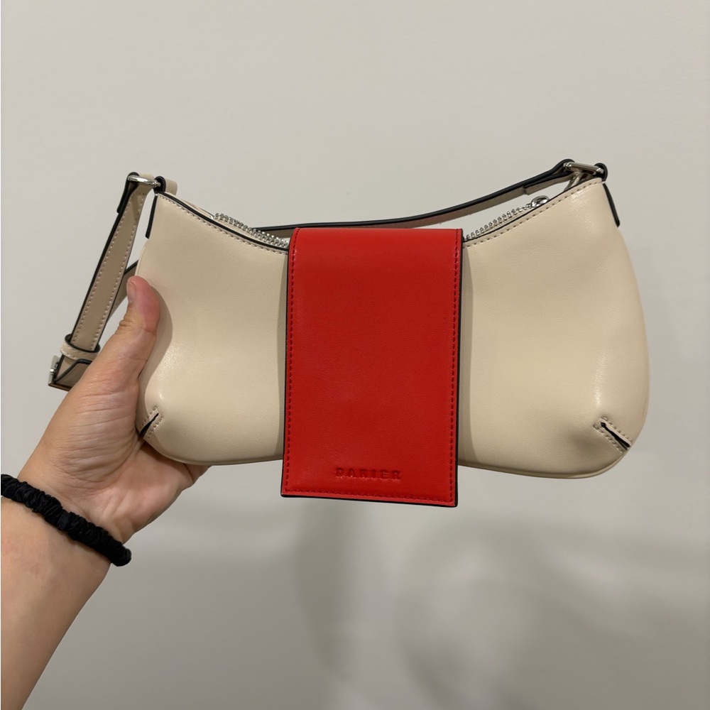 DANIER Leather Mini Purse - Beige and Red Women's Bag